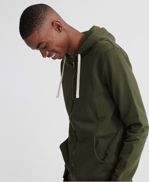 Superdry Organic Cotton Standard Label Loopback Cipzár Férfi Kapucnis Pulóver Khaki | AGWMZ0751